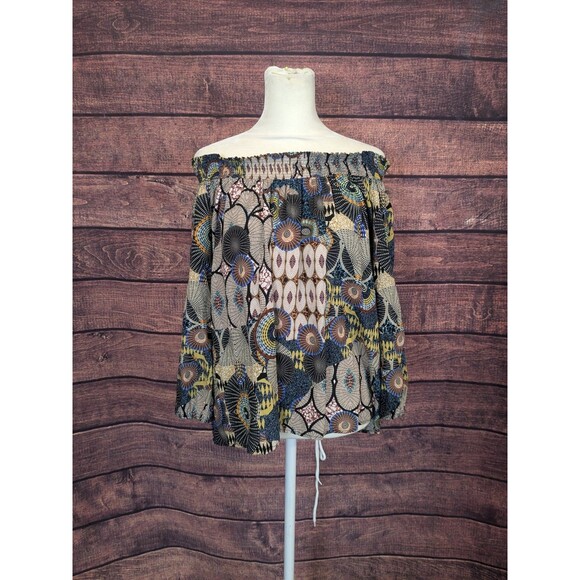 Desigual Melina Off Shoulder Peasant Boho Festival Blouse Sz Med Medallion Flowy - Picture 1 of 11